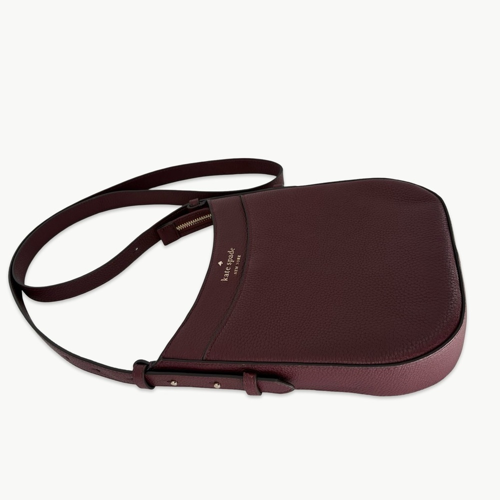 Kate Spade Leila North South Leather Crossbody OS Sherrywood Minimalist Classic - Picture 8 of 16
